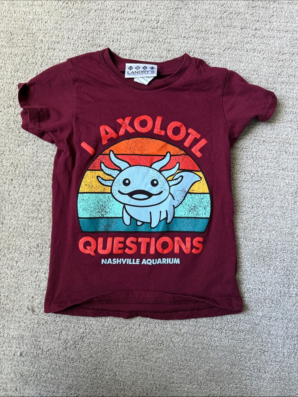 Nashville Aquarium Kids Burgundy 'I Axolotl Questions' Graphic Tee